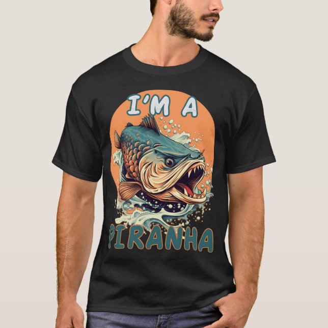 Aggressive Fischfang Kunst T-Shirt (Vorderseite)