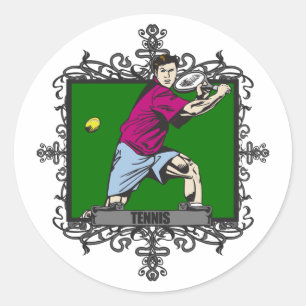 Aggressive Männer-Tennis Runder Aufkleber