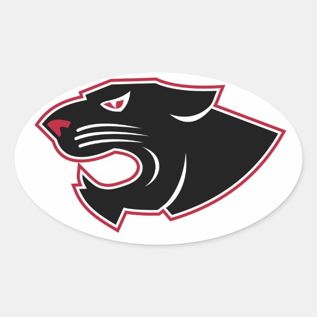 Aggressive Panther Head Icon Ovaler Aufkleber (Vorderseite)