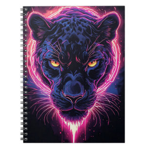 Aggressive Panther-Kunst in Neonfarben Notizblock