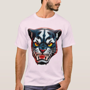 Aggressive Tiger-Kopf-Illustration T-Shirt