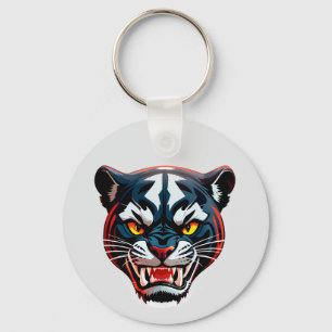 Aggressive Tigerkopf-Illustration Schlüsselanhänger