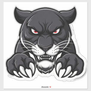 Aggressiver schwarzer Panther mit roten Augen Aufkleber