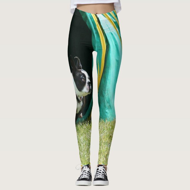 Agility-Boston-Terrierhundekunst-Leggings Leggings (Vorderseite)