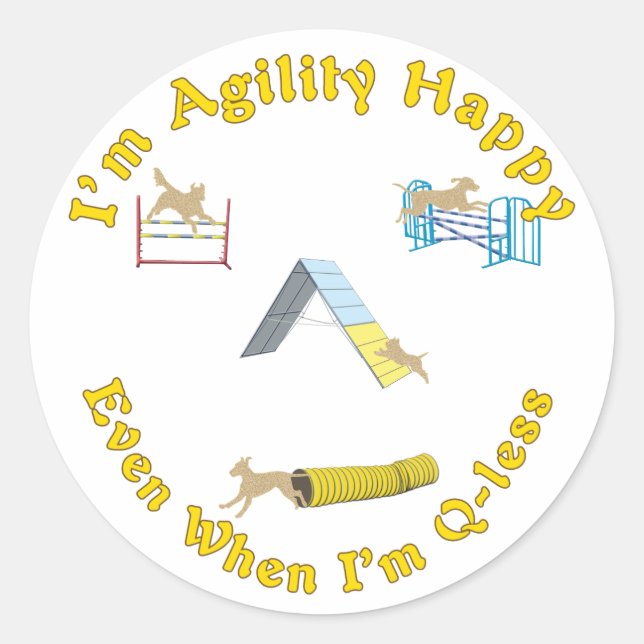 Agility Happy Runder Aufkleber (Vorderseite)