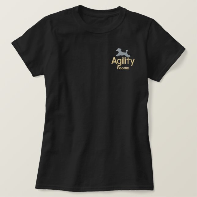 Agility Poodle bestickter T - Shirt (Design vorne)
