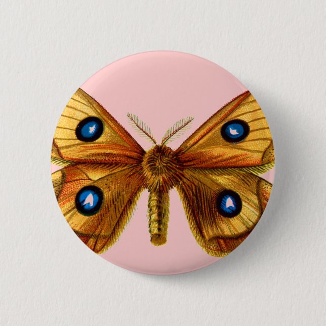 Aglia Tau Schmetterling Button (Vorderseite)