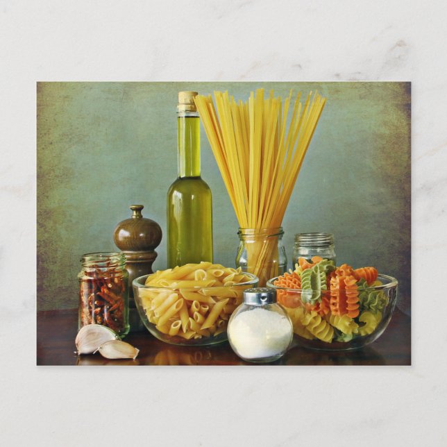 aglio, olio e peperoncino (Knoblauch, Öl und Chili Postkarte (Vorderseite)