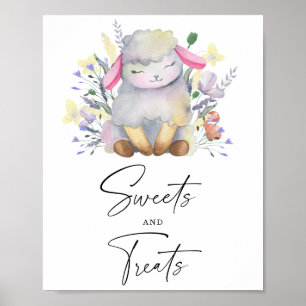 Agneau - poster de baby shower pour friandises et