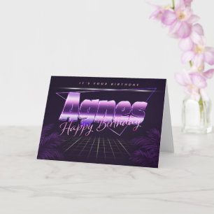 Agnes Name Vorname lila retro Karte Geburtstag
