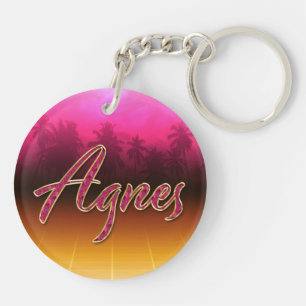 Agnes Vorname Name golden pink Schlüsselanhänger