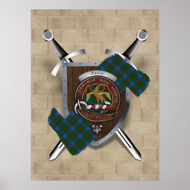 Agnew Clan Abzeichen Crossed Schwerter Poster 18x2 (Vorne)