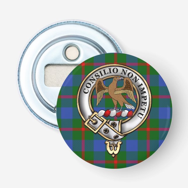Agnew Clan Abzeichen & Tartan Flaschenöffner (Vorderseite)