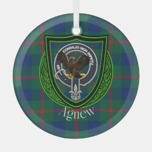 Agnew Schottischer Clan-Tartan und Wappen Ornament Aus Glas
