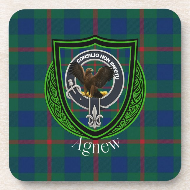 Agnew Scottish Clan Tartan & Wappen Getränkeuntersetzer (Vorderseite)