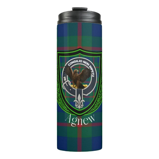 Agnew Scottish Clan Tartan & Wappen Thermosbecher (Vorderseite)
