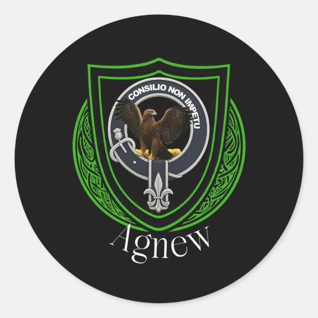 Agnew Scottish Clan Wappen Runder Aufkleber (Vorderseite)
