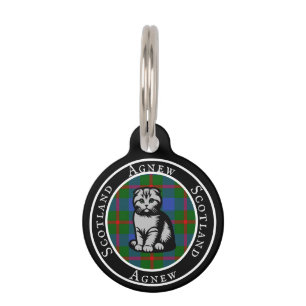 Agnew Tartan & Scottish Kitty Personalisiert Haustiermarke