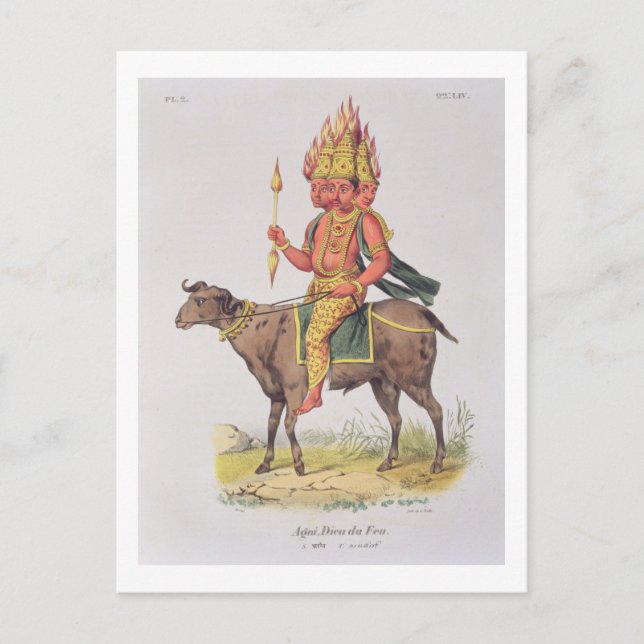 Agni, Feuergott, graviert von Charles Etienne Pie Postkarte (Vorderseite)
