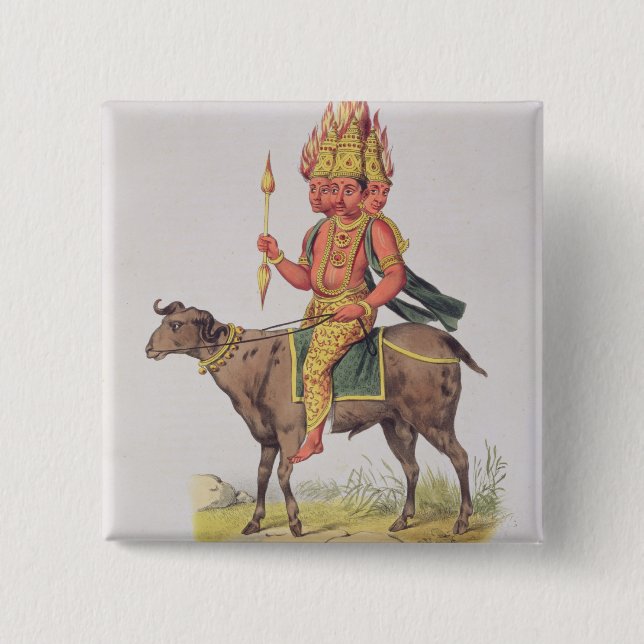 Agni, Gott des Feuers, graviert durch Torte Button (Vorderseite)
