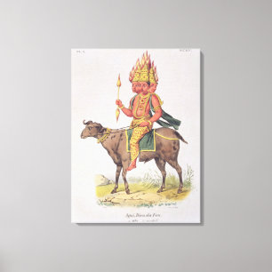 Agni, Gott des Feuers, graviert durch Torte Leinwanddruck