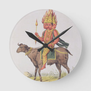 Agni, Gott des Feuers, graviert durch Torte Runde Wanduhr