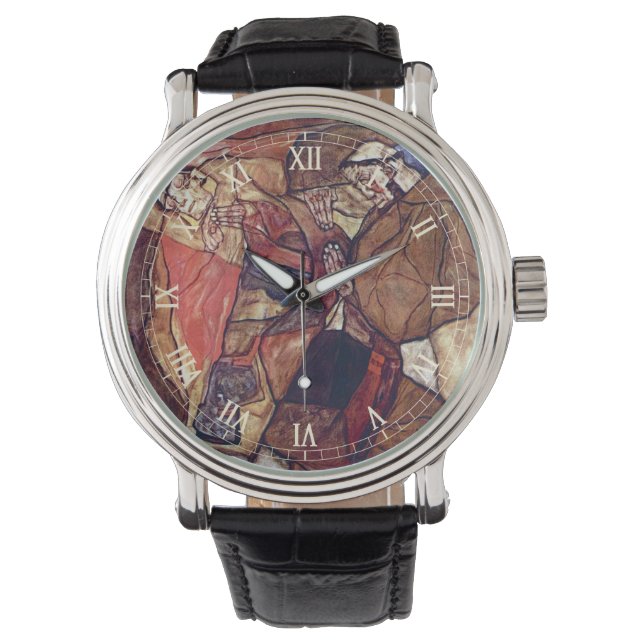 Agonie, der Todekampf von Egon Schiele Armbanduhr (Vorderseite)