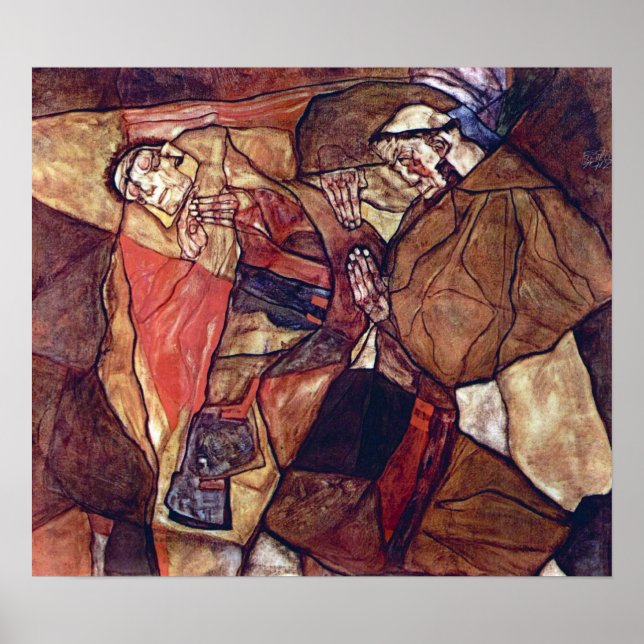 Agonie, der Todekampf von Egon Schiele Poster (Vorne)