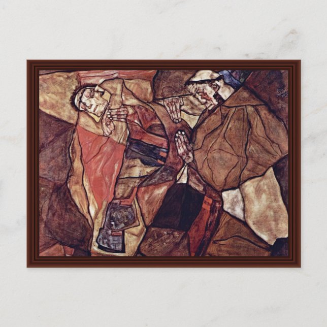 Agonie (Der Todeskampf) von Schiele Egon Postkarte (Vorderseite)