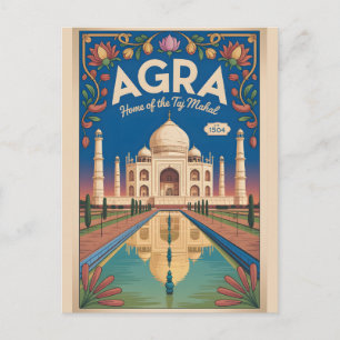 Agra Indien Vintage Reiseplakat Feiertagspostkarte