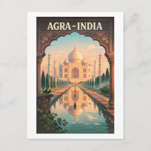 Agra Stadt, Indien Retro-Reise 2026 Postkarte
