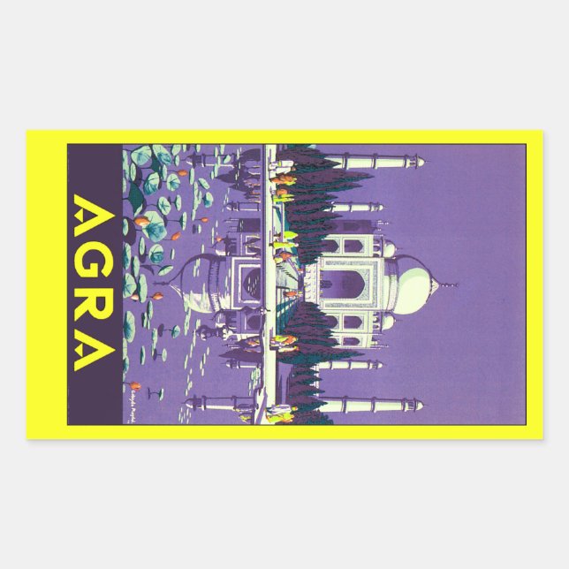 Agra ~ Taj Mahal Rechteckiger Aufkleber (Vorderseite)