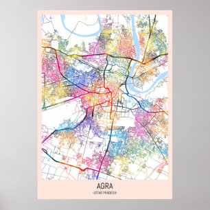 Agra Uttar Pradesh Stadtplan Poster