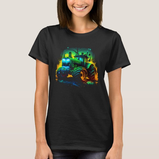 Agriculture farmers driving thick trekkers tractor T-Shirt (Vorderseite)