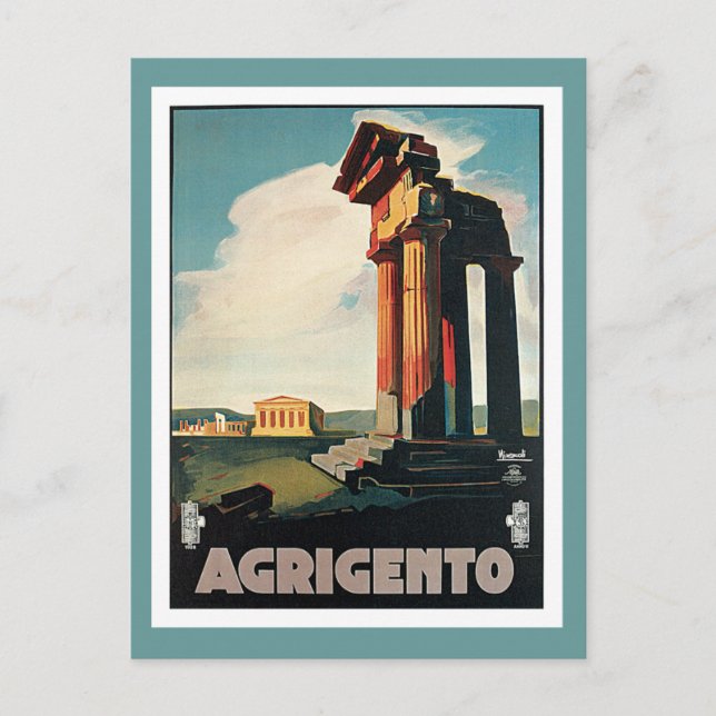 Agrigento Italy Vintage Travel Postkarte (Vorderseite)