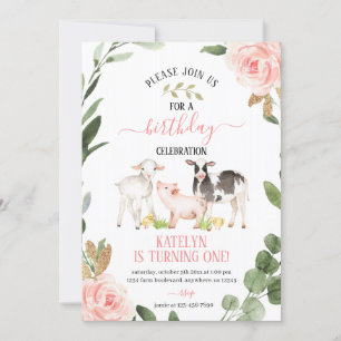 Agritourisme Invitation d'anniversaire avec fleurs