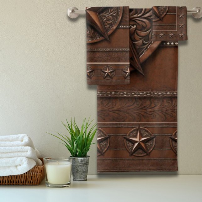 Agritourisme rustique Cowboy Western Country Texas (Rustic Farmhouse Cowboy Western Country Texas Star Bath Towel Set)