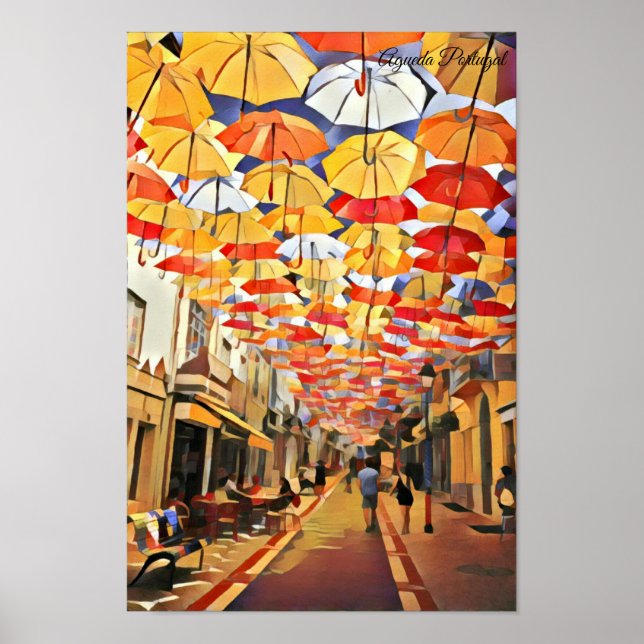 Agueda Umbrella Sky  Portugal Poster (Vorne)