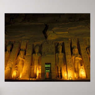 Ägypten, Abu Simbel, beleuchtete Fassade von Klein Poster