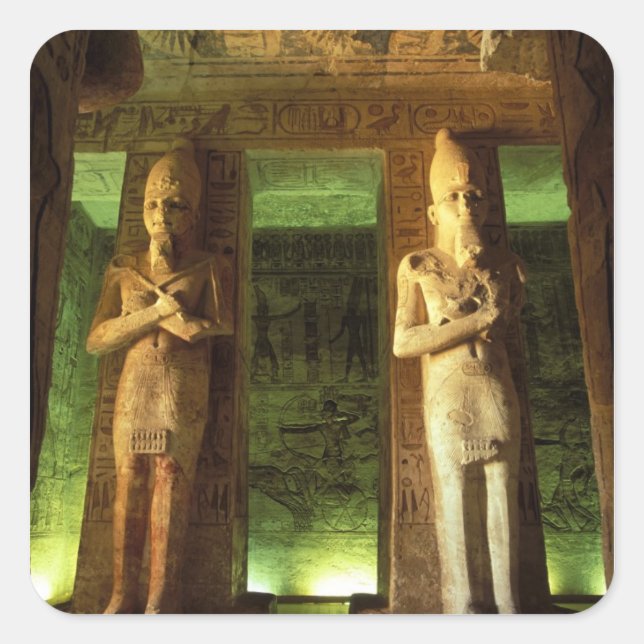 Ägypten, Abu Simbel, Statue Ramesses II, Quadratischer Aufkleber (Vorderseite)