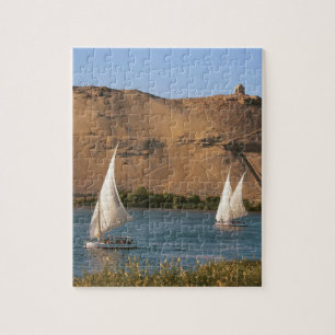 Ägypten, Assuan, Nil, Felucca-Segelschiffe,