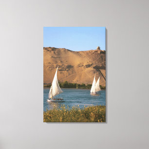 Ägypten, Assuan, Nil, Felucca-Segelschiffe, Leinwanddruck