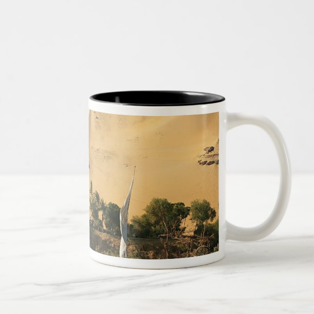 Ägypten, Assuan, Nile River, Felucca Segelboote, 2 Zweifarbige Tasse (Rechts)
