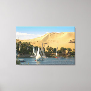 Ägypten, Assuan, Nile River, Felucca Segelboote,  Leinwanddruck