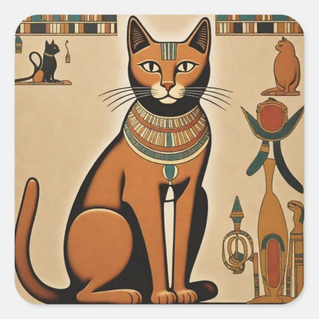 Ägypten Cat Quadratischer Aufkleber (Vorderseite)