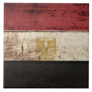 Ägypten-Flagge auf altem hölzernem Korn Fliese