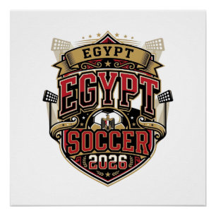 Ägypten Fußball 2026 Fußball Fett Land Typografie  Poster