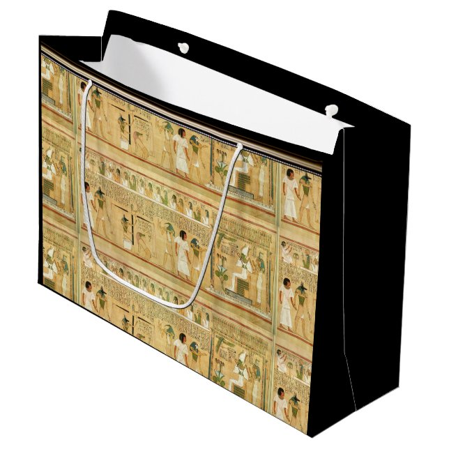 Ägypten-Hieroglyphen-Geschenktasche Große Geschenktüte (Vorderseite Schrägansicht)