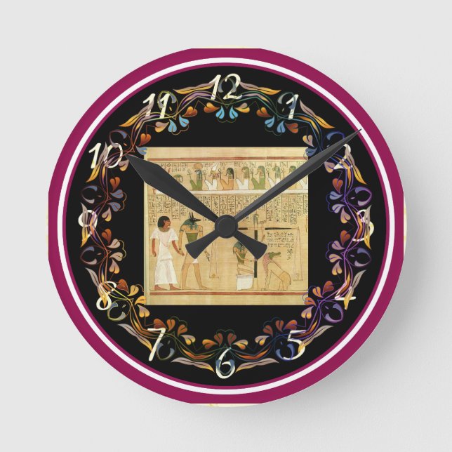 Ägypten-Hieroglyphen-Mauer Runde Wanduhr (Vorderseite)