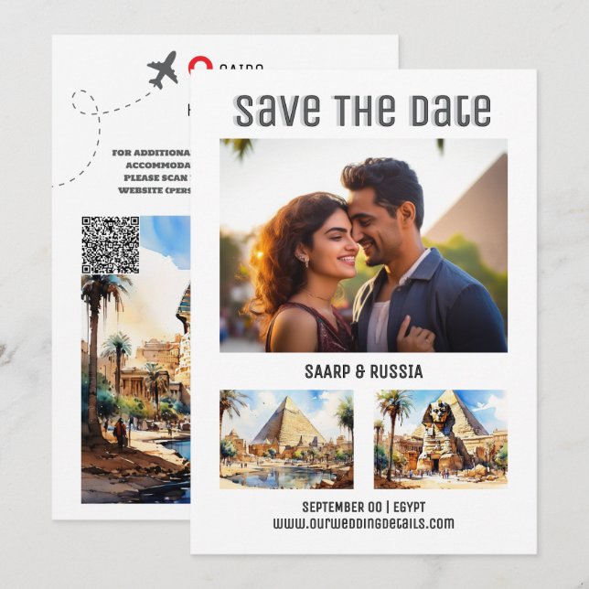 Ägypten Kairo Hochzeit in Urlaubsort Foto rett Save The Date (Vorne/Hinten)